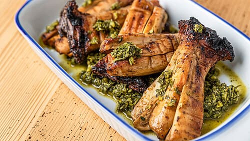 BBQ-Rub-Pilze mit Chimichurri