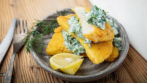 Sellerieschnitzel mit Kräuterquark