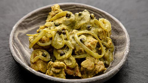 Grünes-Pfeffer-Tempeh-Rahmgeschnetzeltes Grünes-Pfeffer-Tempeh-Rahmgeschnetzeltes